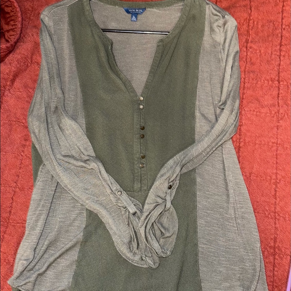 Lucky brand quarter button down blouse